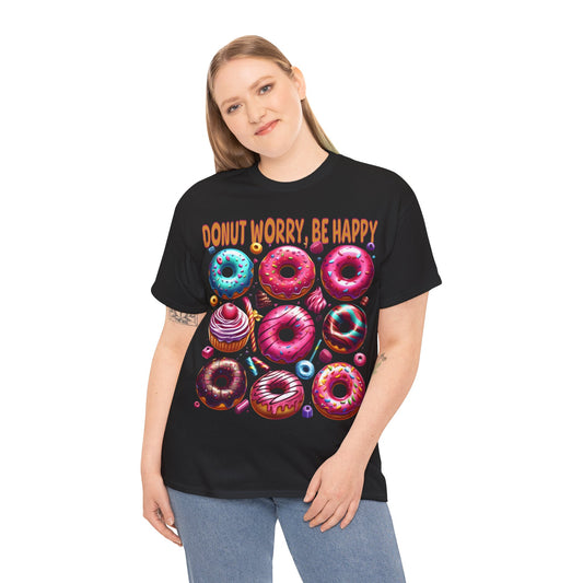 Donut Worry Be Happy Unisex Heavy Cotton Tee, Gildan 5000