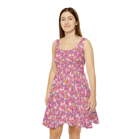 Blossoming Elegance [Light Pink] Women's Skater Dress (AOP)