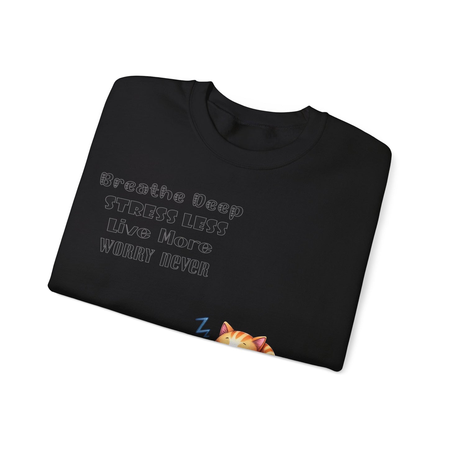 Breathe Deep Stress Less Live More Worry Never Unisex Heavy Blend™ Crewneck Sweatshirt, Gildan 18000